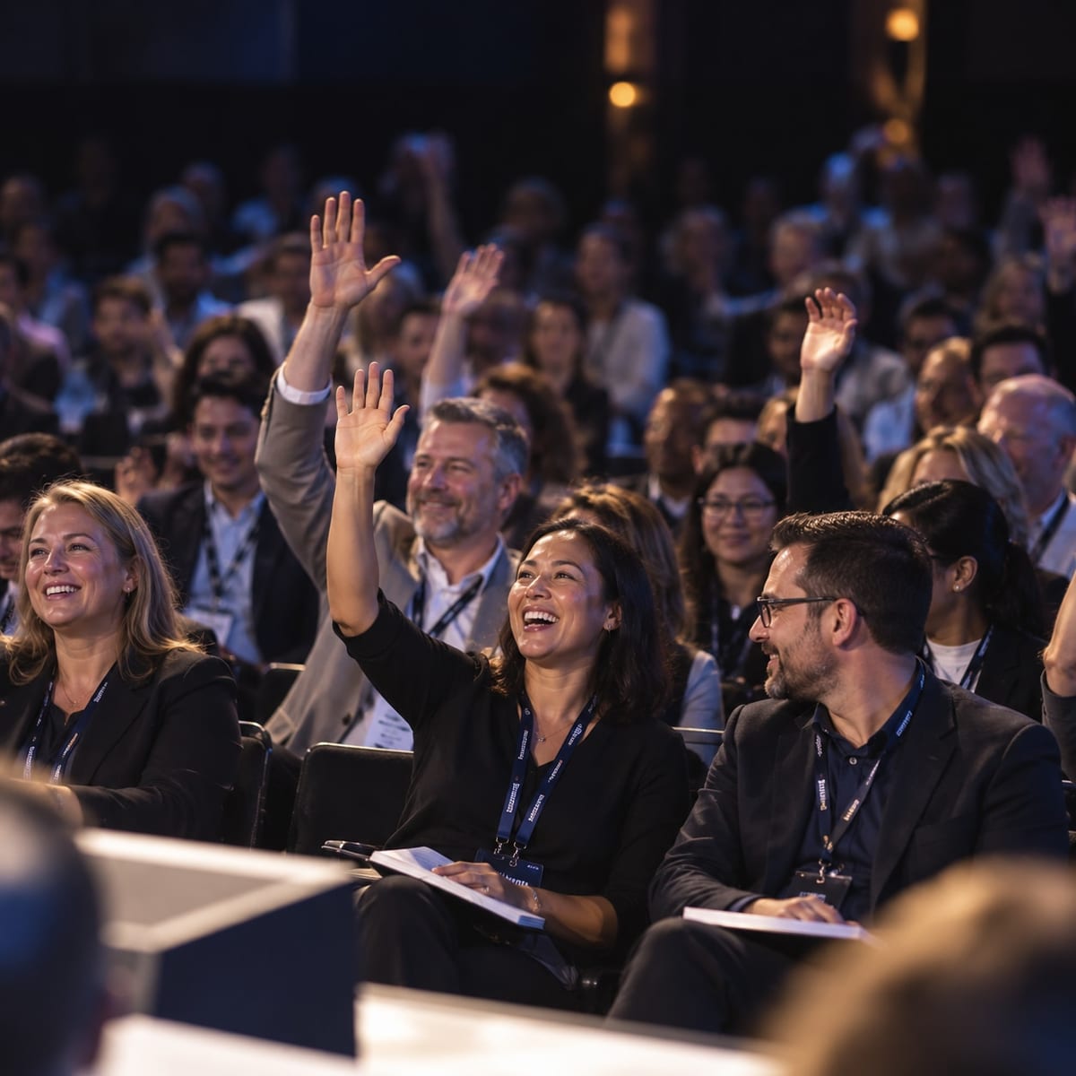 Members of a conference audience taking part during a keynote